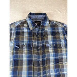 Marmot Shirt Mens Medium Blue Plaid Flannel Button Front Long Sleeve Casual